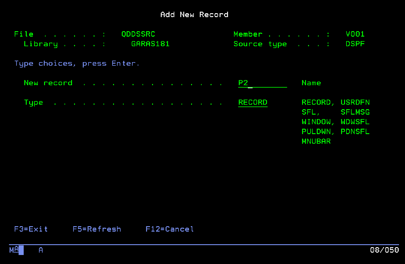 Agregamos como RECORD el nombre de pantalla P2