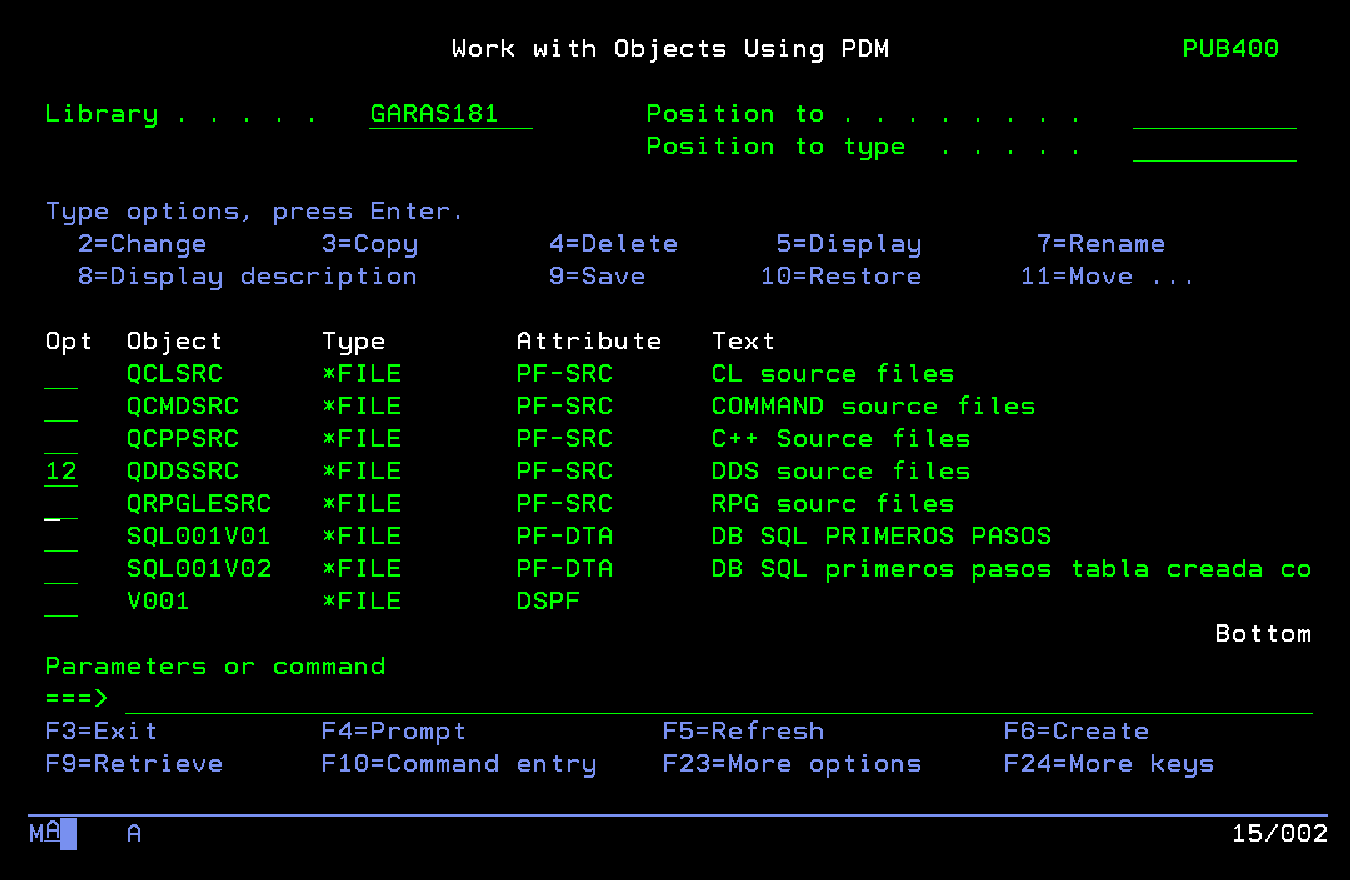 Se muestran los objetos que hay dentro de la biblioteca
