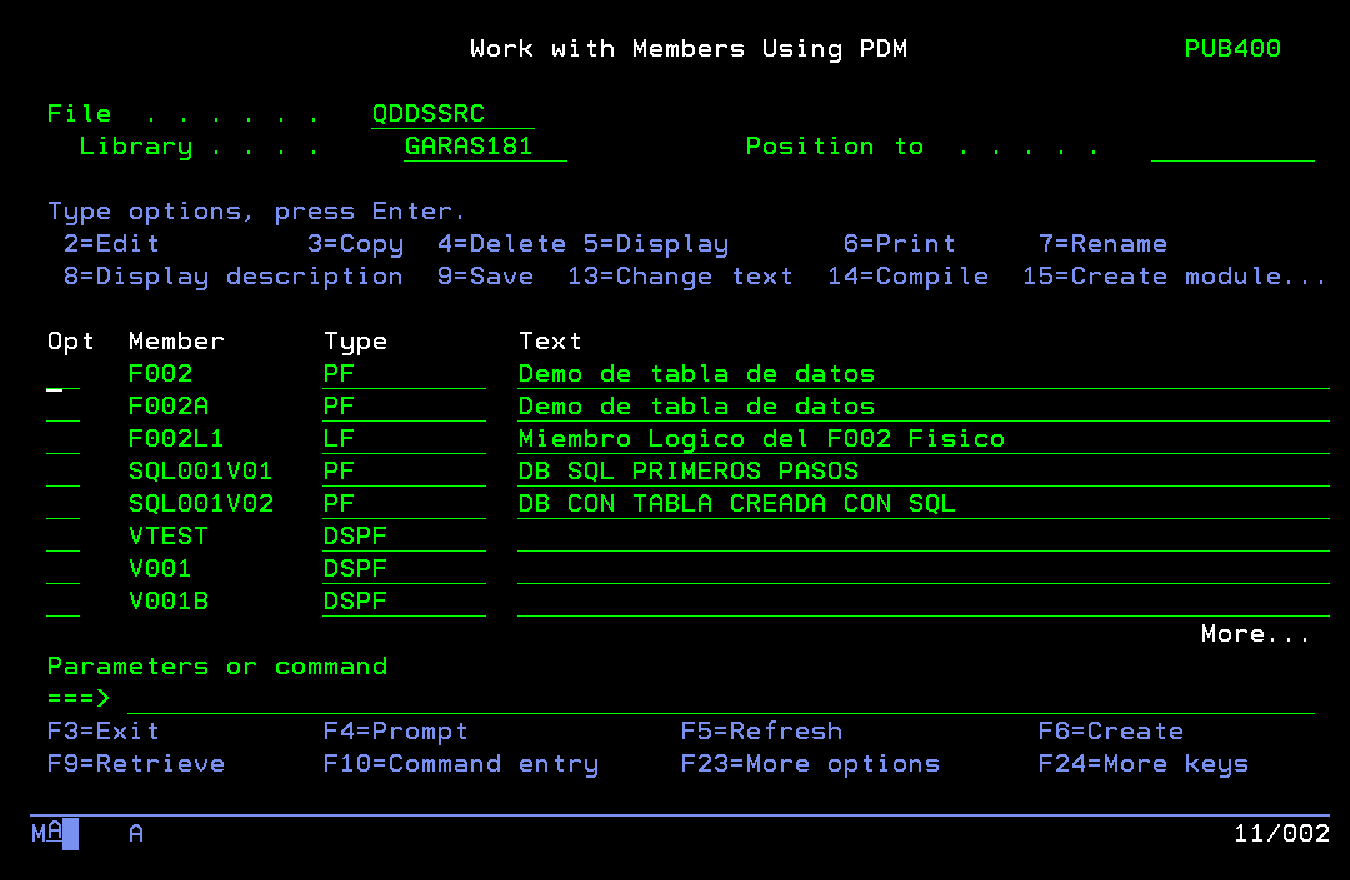 Se muestran los objetos que hay dentro de QDDSSRC