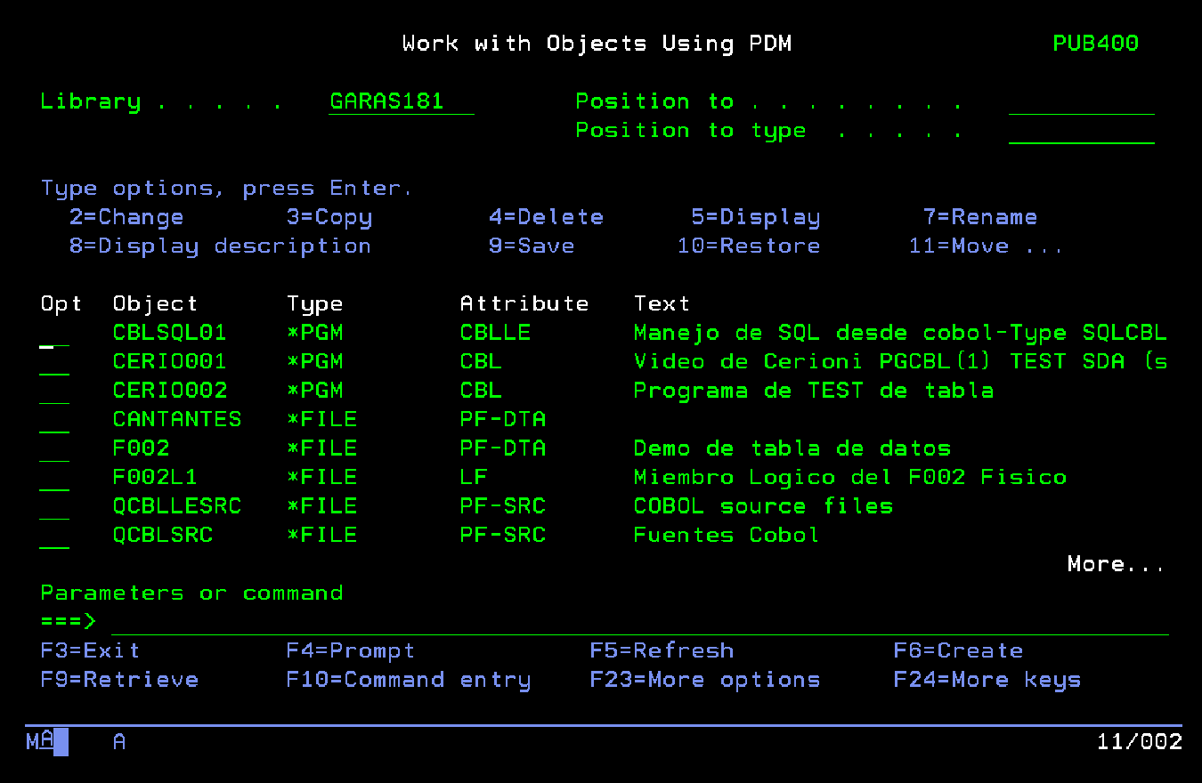 Se muestran los objetos que hay dentro de la biblioteca