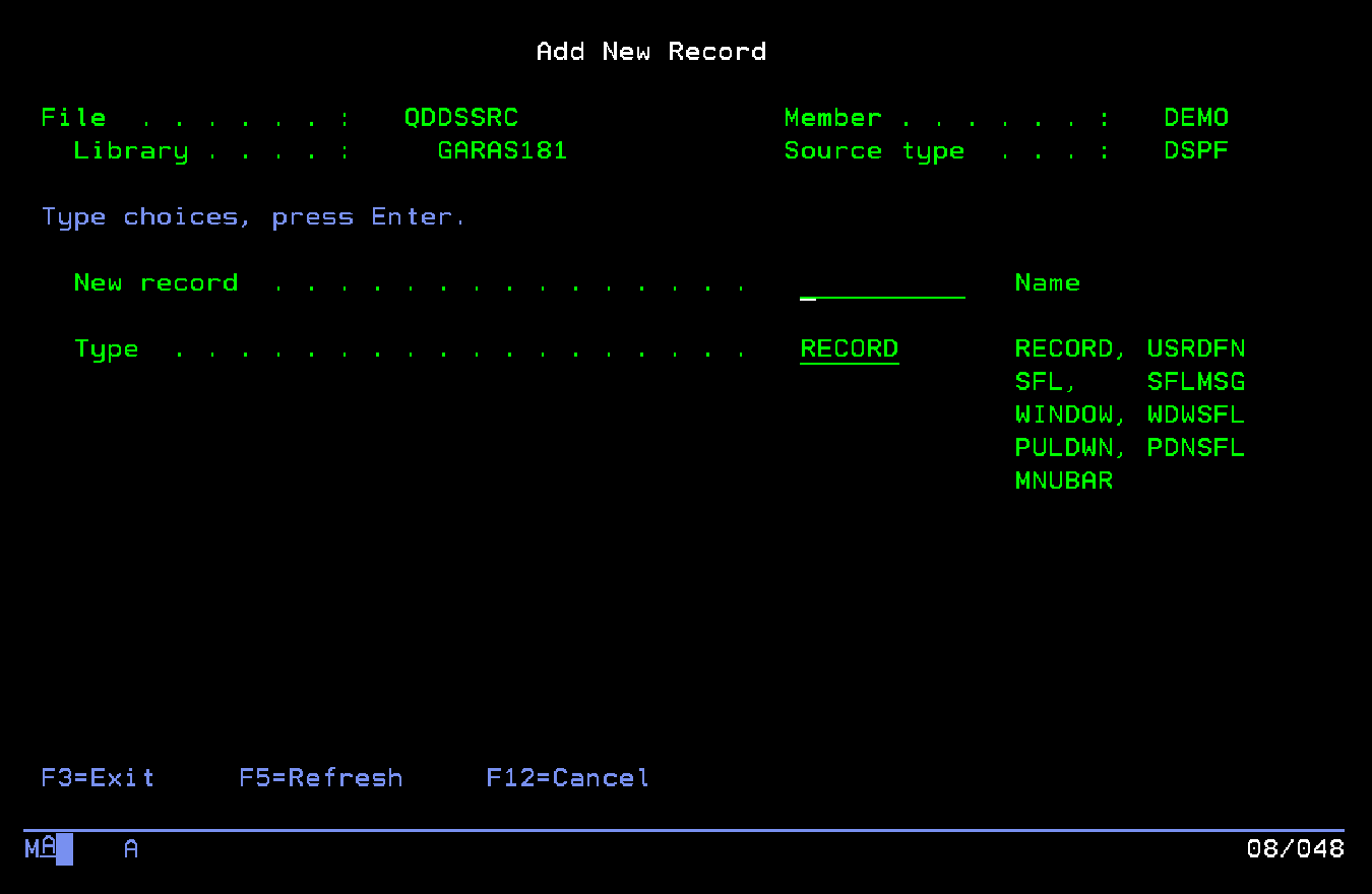Ingresamos el nombre de pantalla y tipo