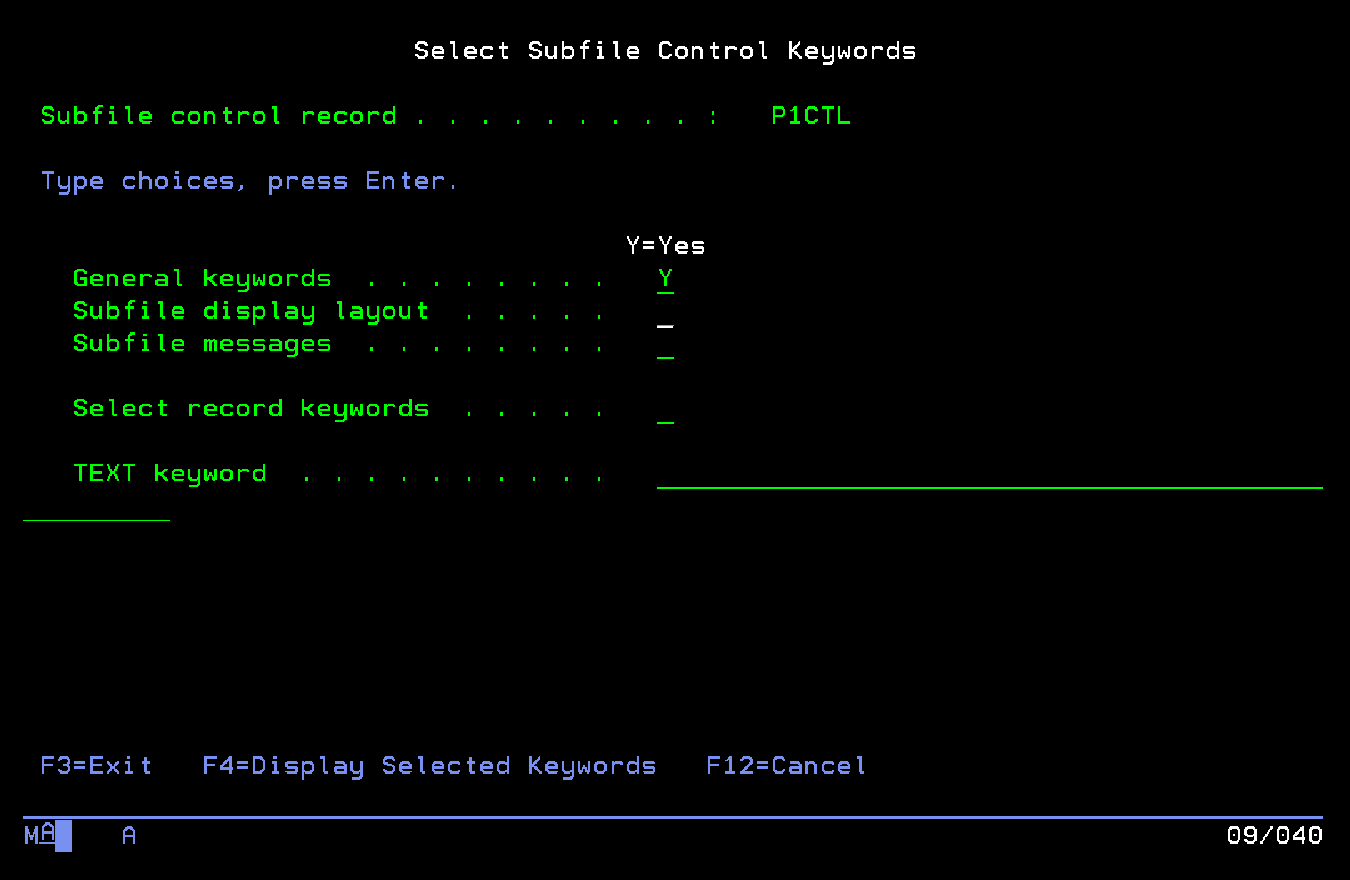 Con Y (yes/si) en General Keywords