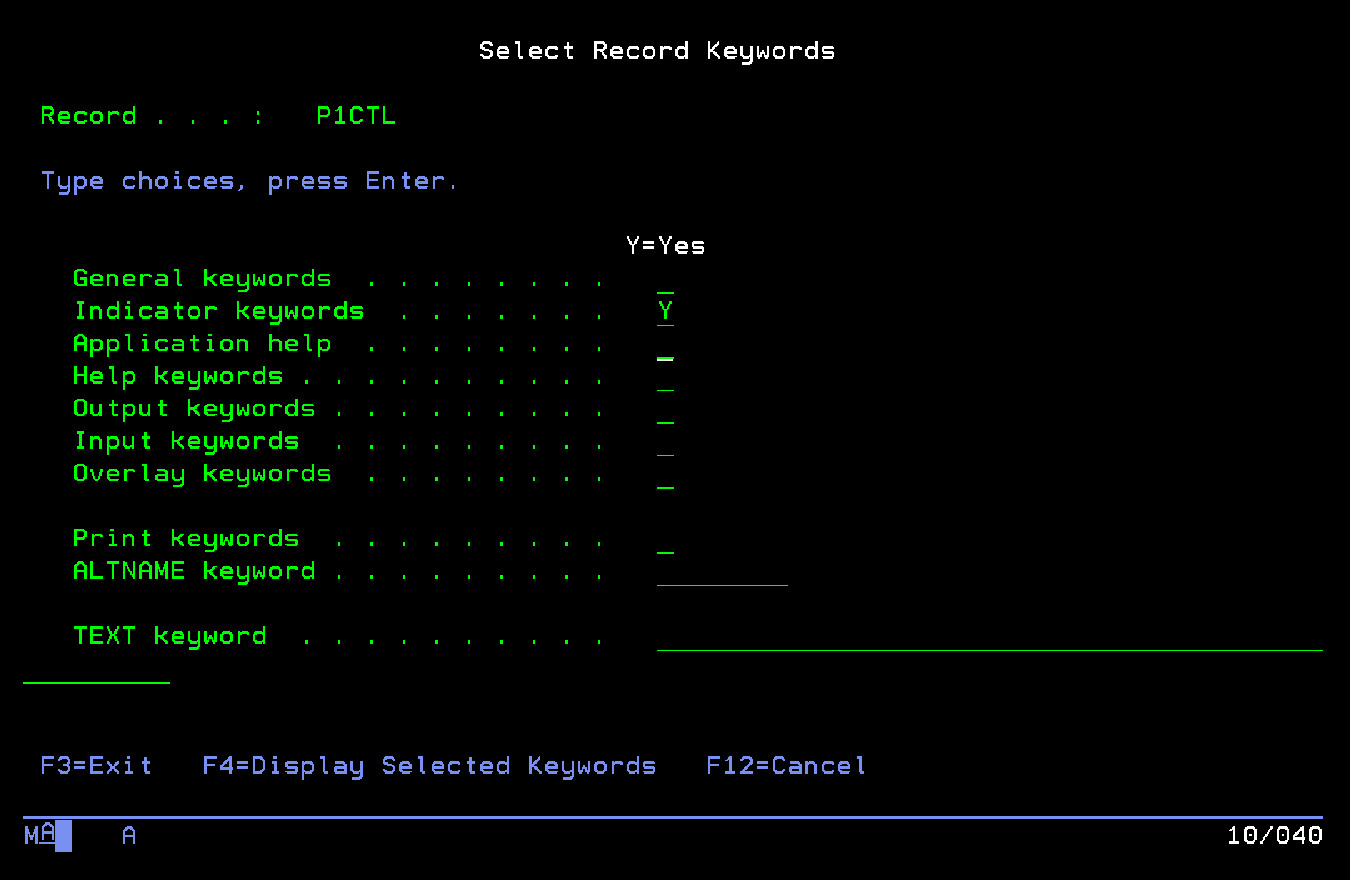Ingresamos Y (yes/si) en Indicator Keywords