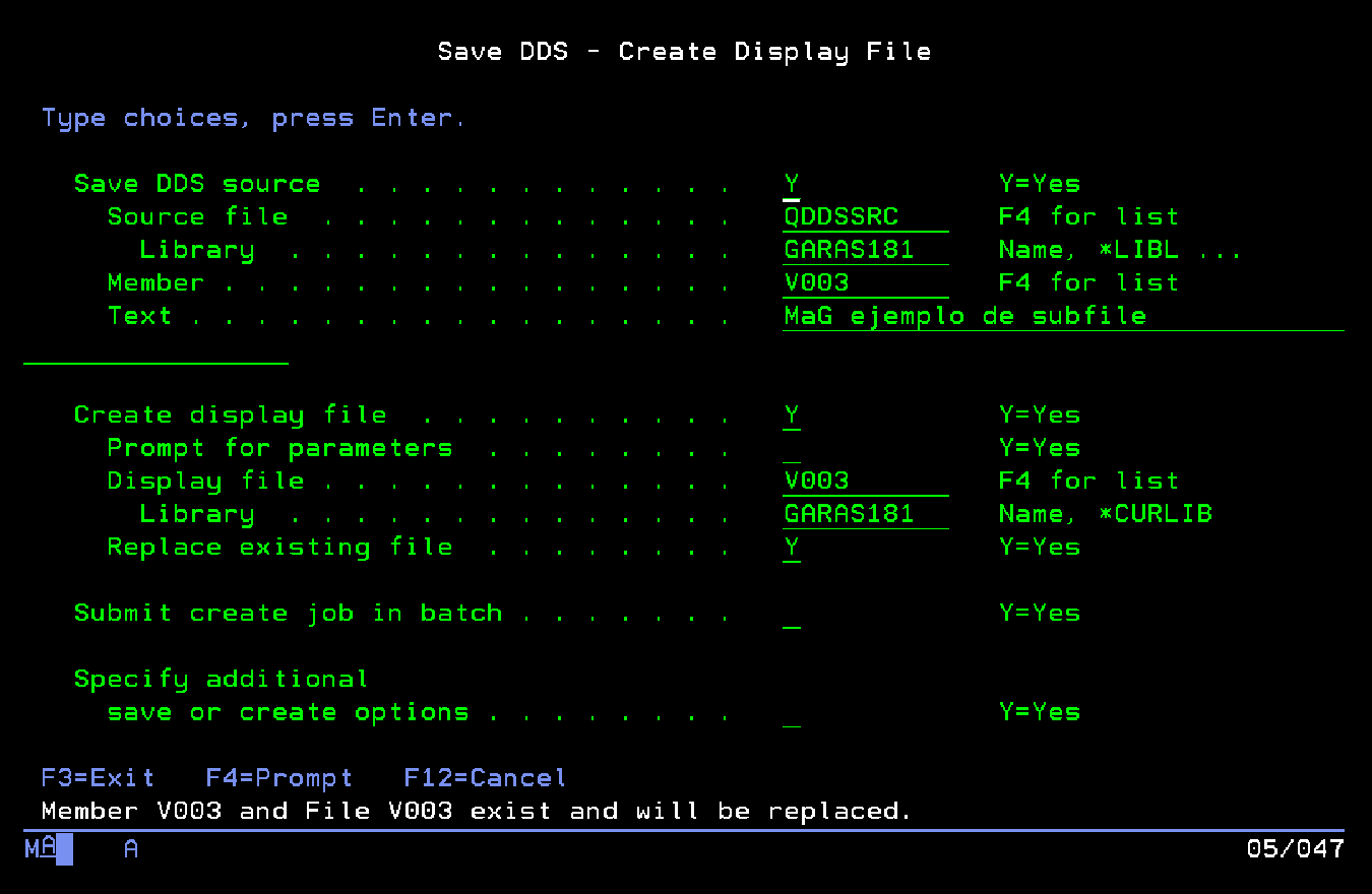 Guardado de pantalla y compilado para su uso desde COBOL