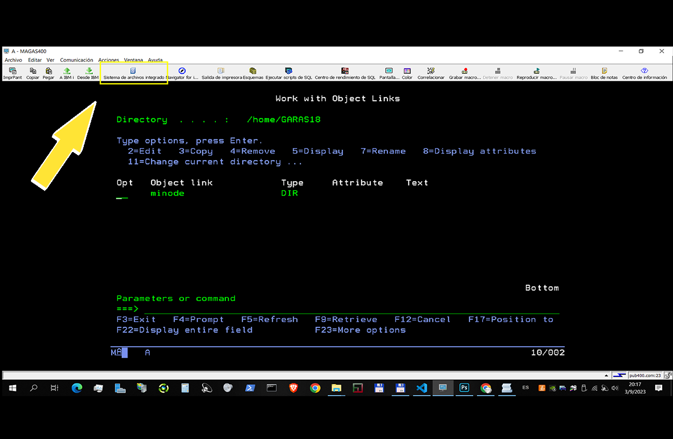 Con la utilidad de Sistema Integrado de Archivos