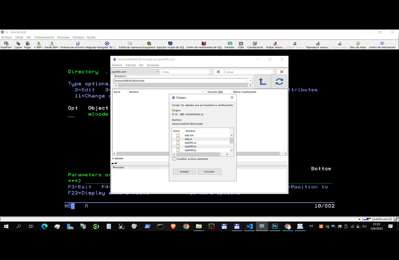 Subimos los archivos creados