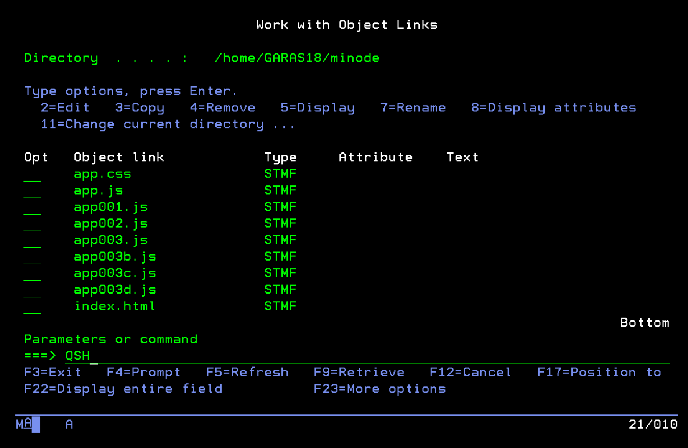 Archivos cargados e ingreso al QSH
