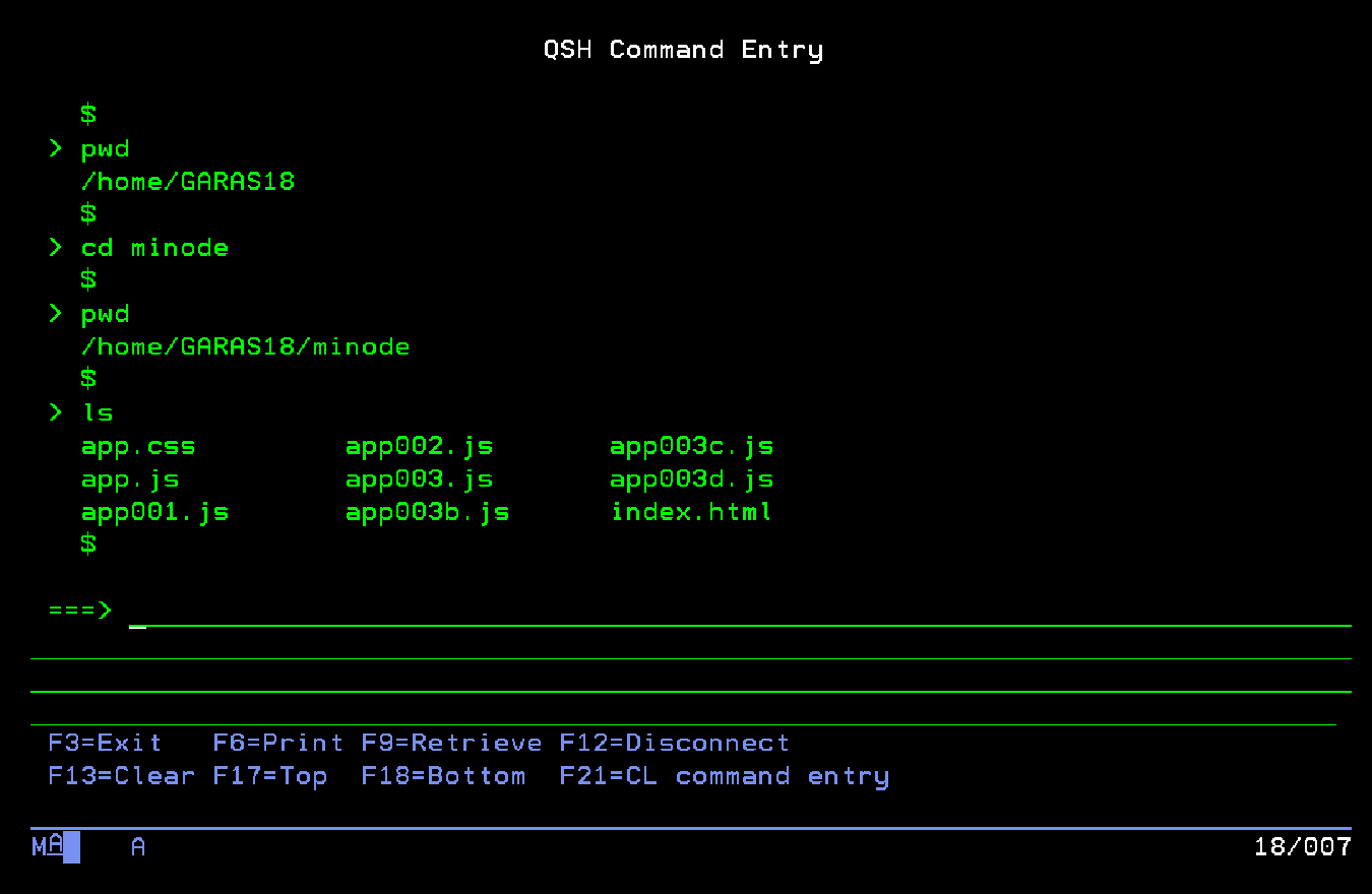 Secuencia de comandos en QSH para poder ejecutar las apps en node