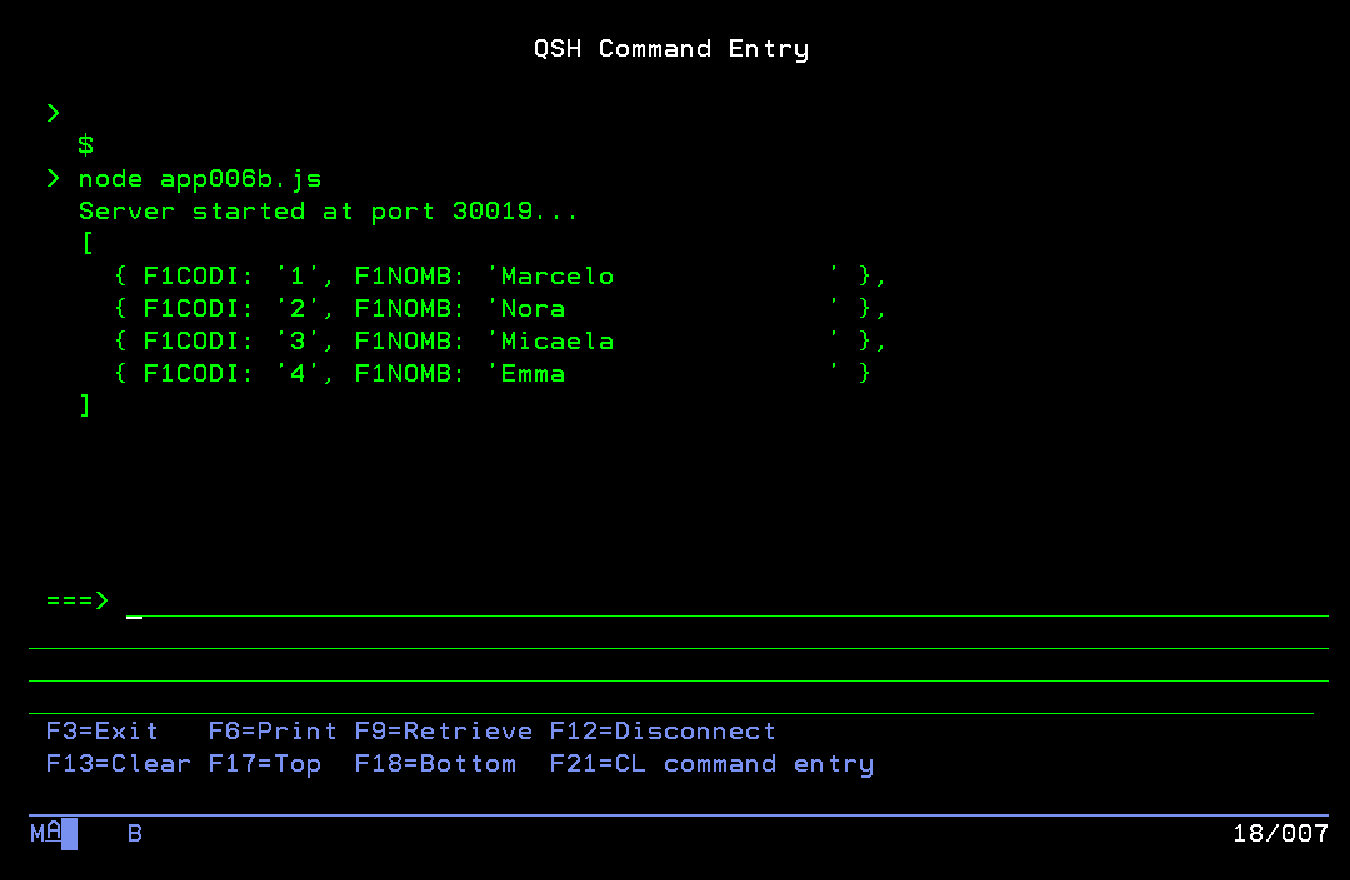 Ejemplo app006b.js en consola